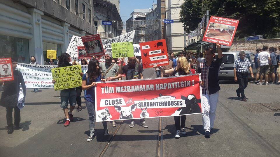 Marche pour la fermeture des abattoirs à Istanbul