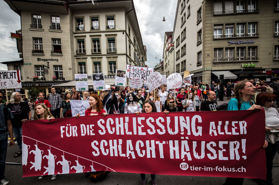 Marche pour la fermeture des abattoirs à Berne